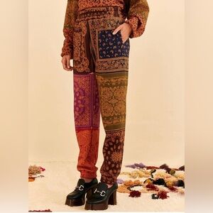 New FARM RIO Black Bandana Dream Scarf Sweatpants S